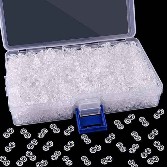 FEPITO 2000 Pcs Loom Rubber Bands S Clips Plastic Band Clips Connectors Refills Kit Clip for Loom Bracelets DIY Making, Clear