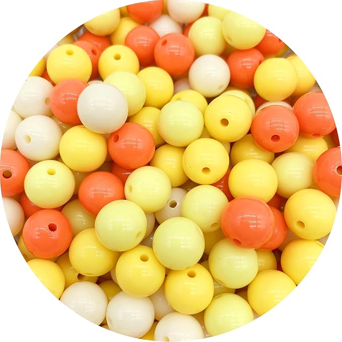 1000pcs 6mm mixed color acrylic round beads, assorted plastic gumball bubble gum beads with hole pastel loose beads bulk for jewelry diy making crafting supplies (orange series)