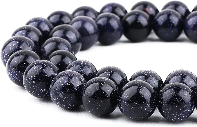 Stone Beads for Jewelry Making - 8mm Gemstone Round Beads for Bracelets(45-47pcs, Blue Sand)