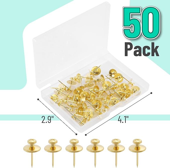 Mr. Pen Double Headed Picture Nails - 50 Pack, Gold, Tacks for Wall Hangings