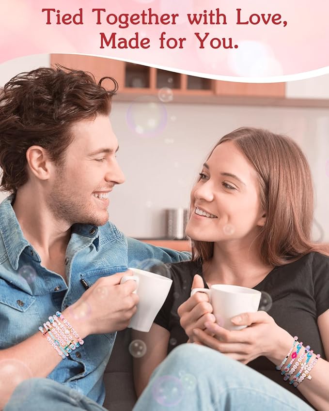 Goldwise Lover Themed Friendship Bracelet Kit for Fans, 2 Boxes Valentine’s Day Bracelet Making Kit with Clay, Glass, Seed Beads and Heart Charms, Inspired by 2019's Iconic Album, Birthdays Gifts