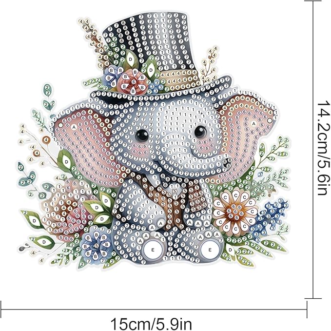 Tontut 5D DIY Diamond Art Painting Pendant kit, hat Elephant Special-Shaped Hanging Crystal Window Pendant kit, Adult Gift Home Curtains, Yard Door Decoration