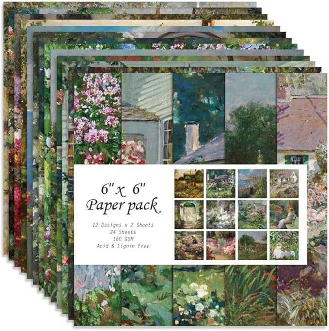 6x6” 160gsm cardstock Single Sided Scrapbooking 24 Papers Pad vintage decoupage scrapbook kit patterned paper junk journal supplies journaling supply scrap paper crafting Courtyard