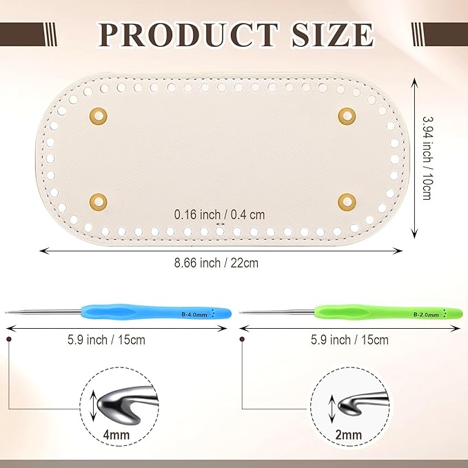 SilTriangle 5 Pcs Purse Bottoms for Crochet Bags with 2 Pcs Hook, Crochet Purse Kit Basket Base Leather Bag Bottoms for DIY Bags Making Supplies Kit Knitting (Fresh Color)