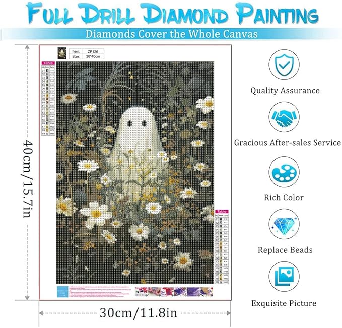 YPF Halloween Diamond Painting Kits for Adults Diamond Art Kits for Beginner DIY 5D Full Drill Crystal Arts and Crafts Gem Art Painting with Diamonds Dots Home Wall Decor 12x16inch