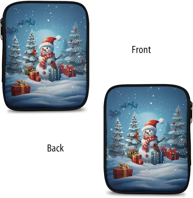 Hechitok Christmas Tree Snowman Empty Crochet Hook Case Portable Travel Crochet Storage Bag Organizer Zipper Bags with Web Pocket and Crochet Holder Slots for Crochet Knitting Accessories