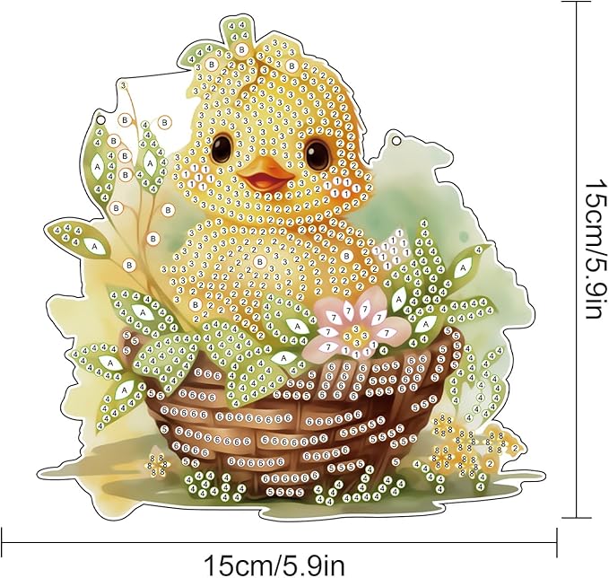 AiYuanzsh Yellow Duck Diamond Painting Kit with Hanging Chain, DIY 5D Diamond Art Hanging Kit for Adults, Acrylic Mini Suncatcher, Special Shaped Crystal Wall Ornament, Home Decor, Holiday Craft