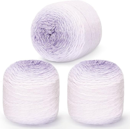 3 Pack Ombre Yarn for Crocheting, 80g/2.65oz Fluffy Soft Acrylic Gradient Yarn Cakes, #4mm Hook, Large Cloud Feel Yarn for Beginner Knitting, Star Blanket, Scarf, Shawl Garment DIY Crafts (Purple)