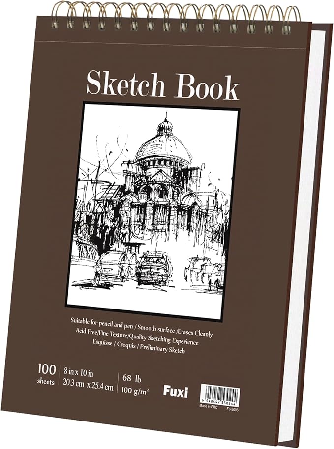 8" x 10" sketch book, 100 sheets hardcover sketchbook, 68 lb/100gsm drawing paper for adults, spiral bound sketch pad, art paper for drawing and painting for art supplies for college students.
