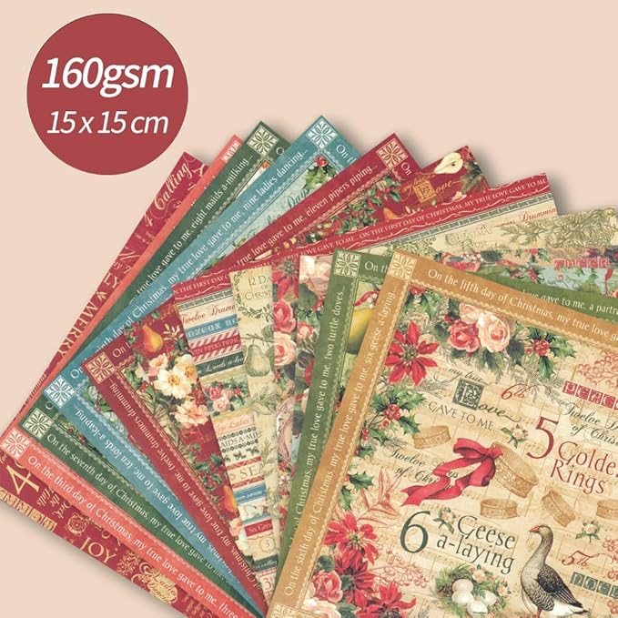 6x6" 160gsm Cardstock Single Sided Scrapbooking 24 Papers Pad Vintage Decoupage Scrapbook Kit Patterned Paper Junk Journal Supplies Journaling Supply Scrap Paper Crafting. Carols