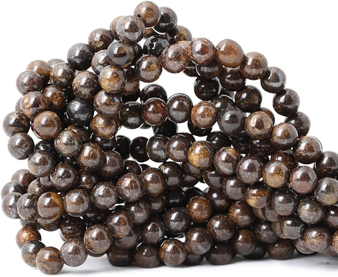 cheavian 45pcs 8mm natural bronzite gemstone round loose beads for jewelry making diy handmade 1 strand 15"