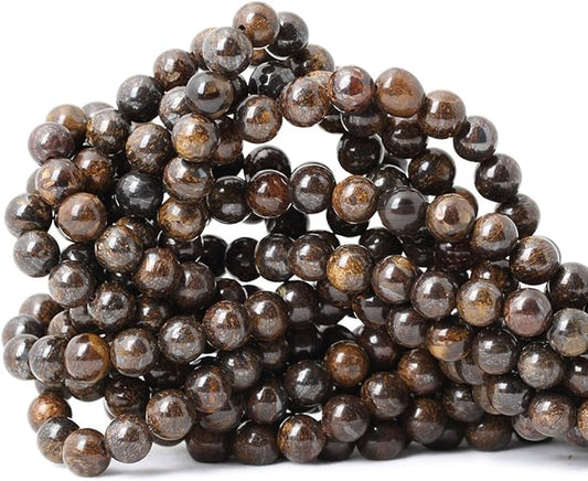 cheavian 45pcs 8mm natural bronzite gemstone round loose beads for jewelry making diy handmade 1 strand 15"