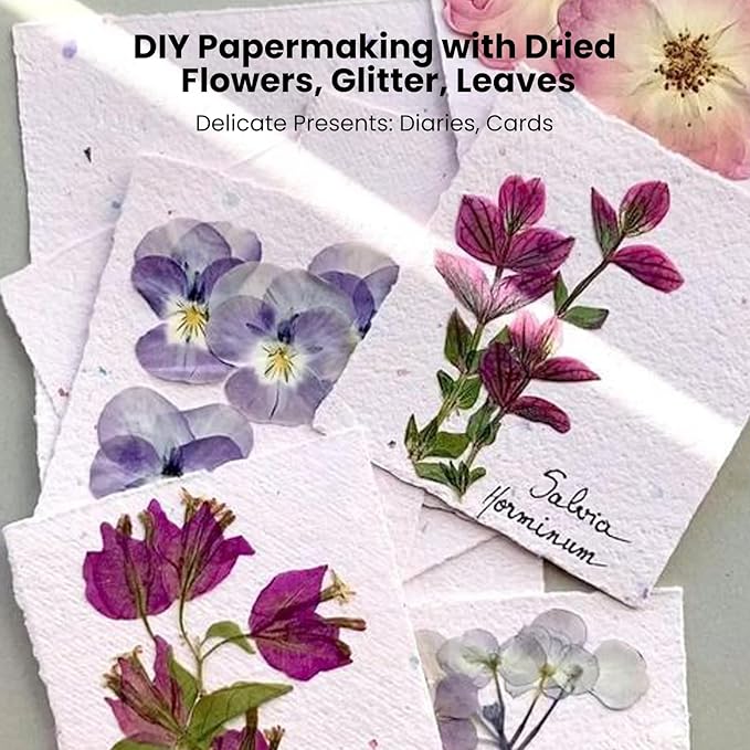Caydo 3 Pieces Paper Making Frame Kit, Papermaking Mould and Deckle with Mesh, Absorbent Paper and Sponge for Kids Adults Supplies A4 A5 A6 (5 x 7 Inches, 7.5 x 9.8 Inches, 9.8 x 13 Inches)