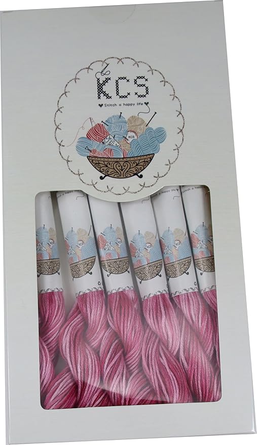 KCS Big skeins of 25 Meters Size 25 Color Variegated Cross Stitch Stranded Threads,6 skeins,48