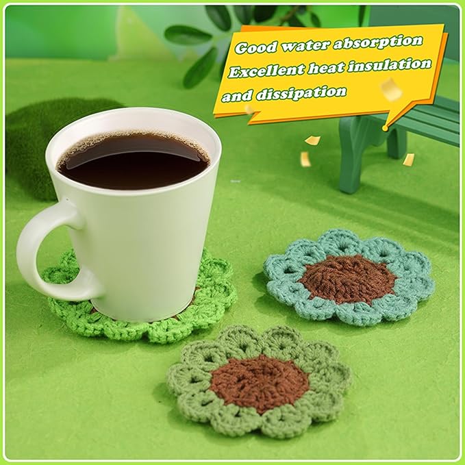 SAMLMAP Crochet Kit for Beginner Learn to Animal Amigurumi Crochet Kit Adult Kit with Step-by-Step Instructions and Video Tutorials Cow Mushroom Potted Plant Coasters