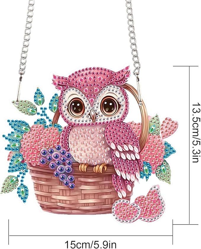 AiYuanzsh Animal Diamond Painting Kits Hanging Pendant, Beautiful Owl Art Hanging Sign DIY Special Shaped Crystal Pendant Ornaments for Home Garden Wall Hanging Kits Home Wall Decor Gift
