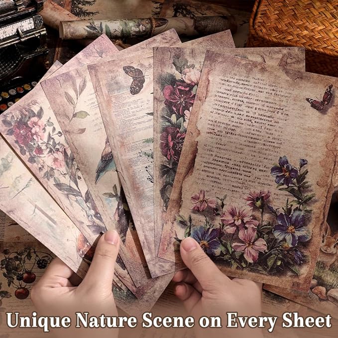 160 Sheets of Nature Scrapbook Paper, journaling Scrapbook Supplies Craft Collage Paper Set, Junk Journal Bullet Journal Poster Room Decor for Card Making Decorative Gifts