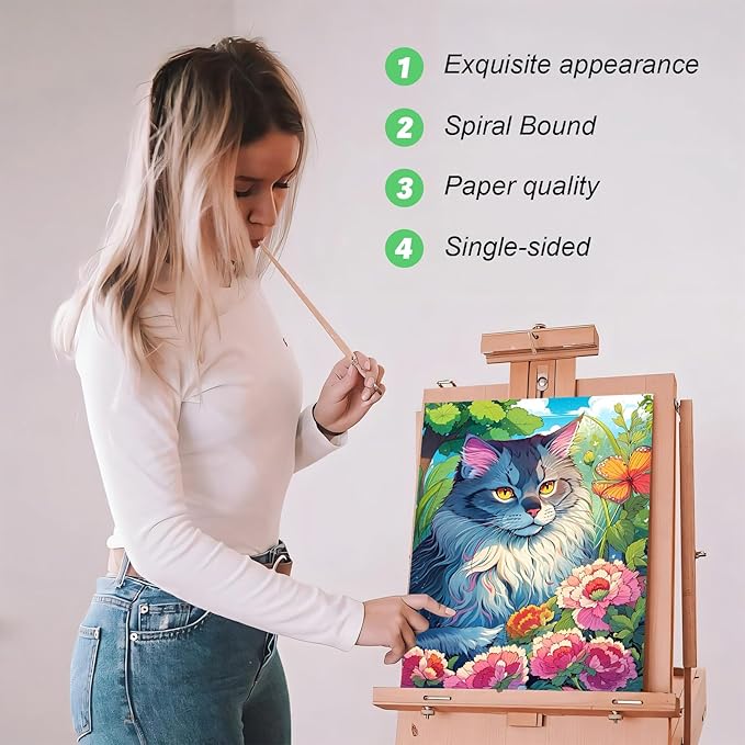 Cat Coloring Book for Adults Spiral Bound, One Sided Design Cat Adult Coloring Book Spiral Bound for Women Anxiety Therapy Thick Paper - 30 Pages for Stress Relief and Relaxation