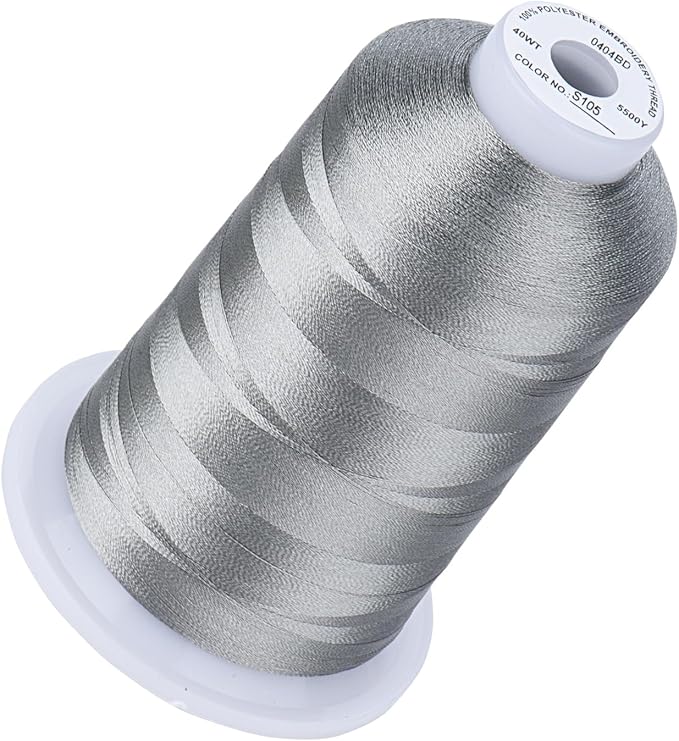 Simthread 5500Yds Embroidery Thread, 5000M High-Yardage 40WT 100% Polyester Thread – 170+ Vivid Colors, High-Speed Rated – Compatible with Brother, Singer, Janome & More - Granite S105