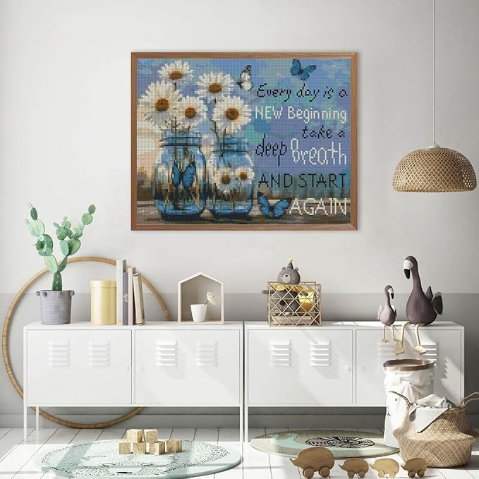 Flower Stamped Cross Stitch Kits Cross Stitch Patterns，Dimensions Cross Stitch Kits Embroidery Kit Arts and Crafts for Beginners 15.7x11.8 inch