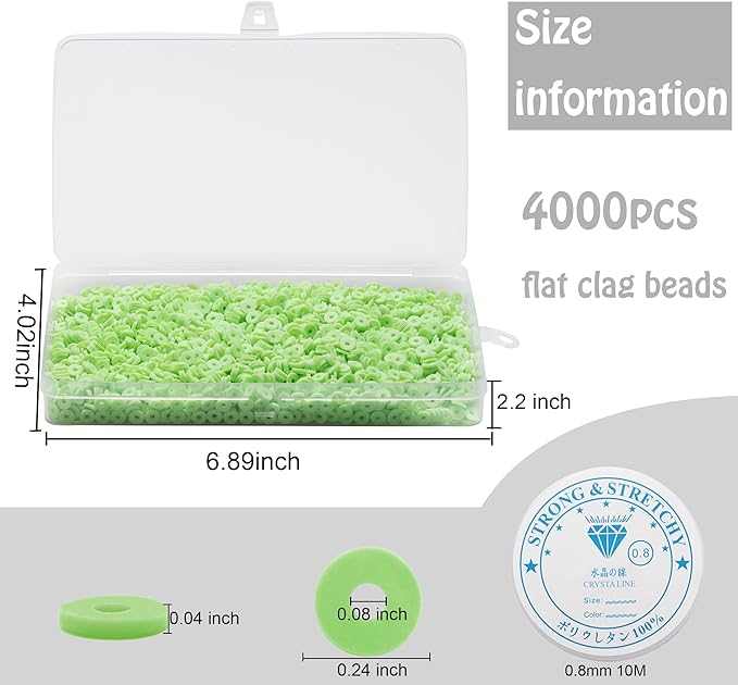 4000 Pcs Clay Beads for Bracelets Making, Polymer Spacer Flat DIY for Jewelry Necklace Earring Making Kit, Preppy Aesthetic Heishi Heshie Thin Disk Beads Assortments Set 4 6 8MM (GR-6-09, 6MM)