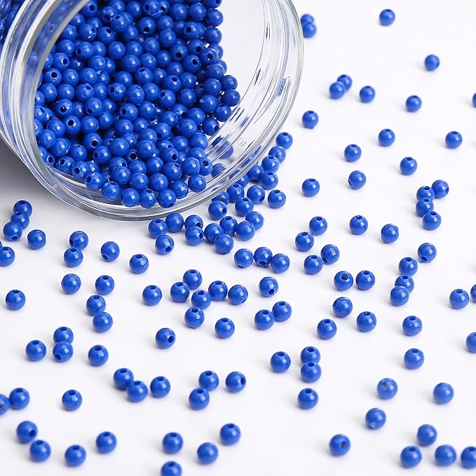 bonny boxx 2000pcs 4mm smooth sapphire acrylic round beads, plastic resin bubblegum balls chunky gumball beads for necklace and bracelet making, crafting supplies