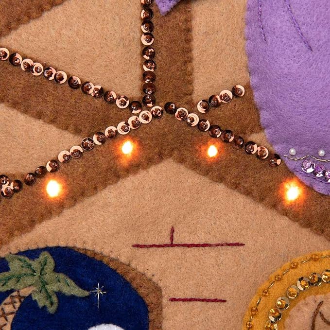 Bucilla 89220E Felt Applique Christmas Wall Hanging Kit, 16" x 22", Away in The Manger