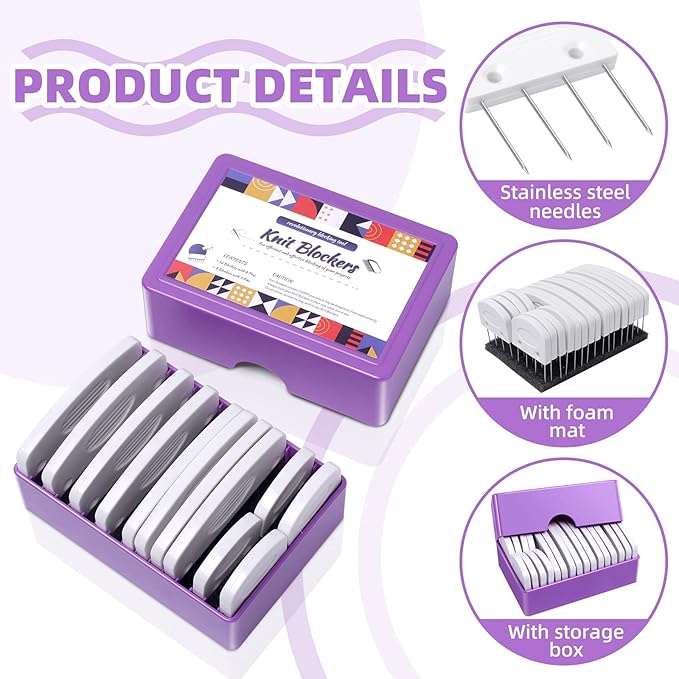40 Pcs Knit Blockers & Pins Kit, Knit Blocking Combs for Blocking Knitting, Crochet, Sewing Lace or Needlework Projects Tool Device