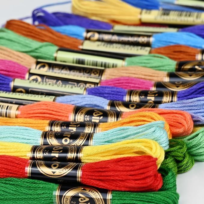 50 Skeins Embroidery Floss - 50 Color Rainbow Cross Stitch Thread, 26.3ft Each Skein Embroidery Cotton Thread for Cross Stitch, Embroidery, Craft Floss, Bracelet Making (50)