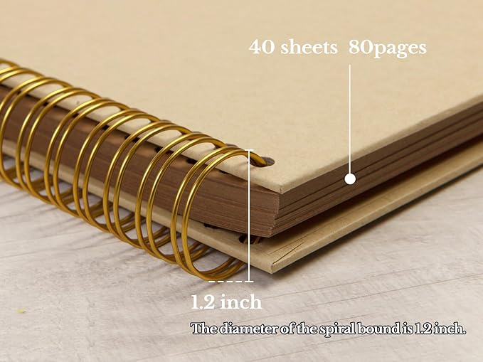 potricher 12 x 12 Inch Large DIY Scrapbook Photo Album 80 Pages Thick Kraft Blank Yellow Paper Memory Book for Wedding and Anniversary Family (Yellow, 12 Inch)