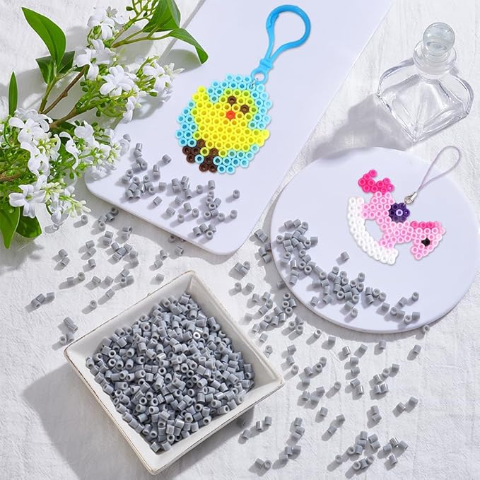 sofpalte 1000pcs grey fuse beads 5mm melting beads with 3mm hole bulk small plastic tube melt compatible hama refills for diy crafts handmade decor holiday christmas birthday gifts adults beginners