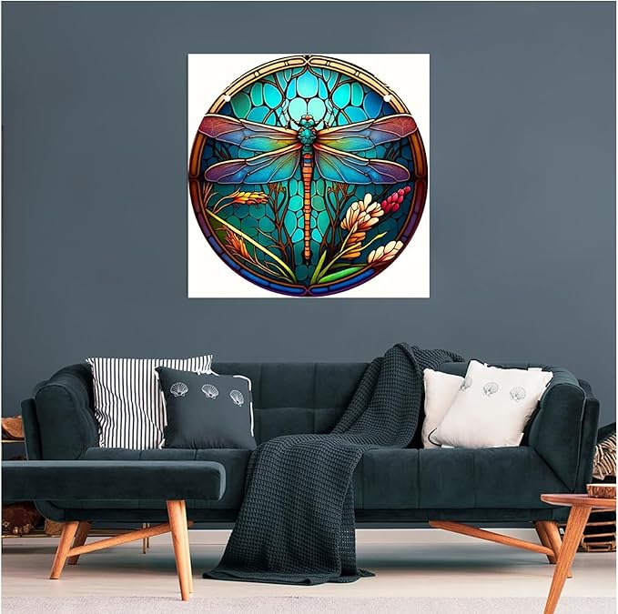EIBEILI Dragonfly Diamond Art Painting Kits for Adults - Full Drill Diamond Paintings for Beginners, Round 5D Paint with Diamonds Pictures Gem Art Painting Kits DIY Adult Crafts Kits 12x12inch