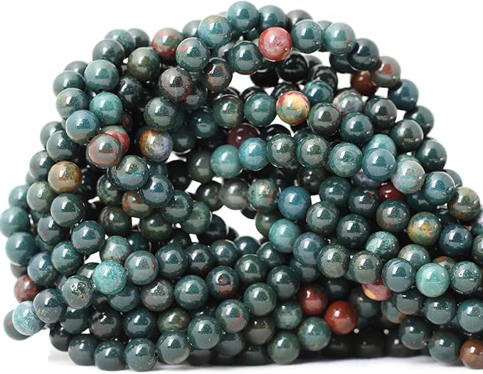 cheavian 60pcs 6mm natural indian bloodstone round loose beads for jewelry making diy bracelet necklace materials 1 strand 15"