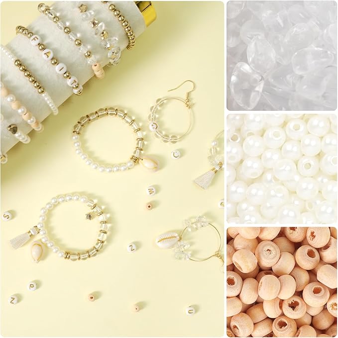 TOIPINIO Bracelet Making Kit Jewelry Making Supplies Kit Natural Stone Beads for Irregular Natural Stone with for DIY Craft-1736 PCS Friendship Bracelet/Necklace/Earrings for Adults (Clear Crystal)
