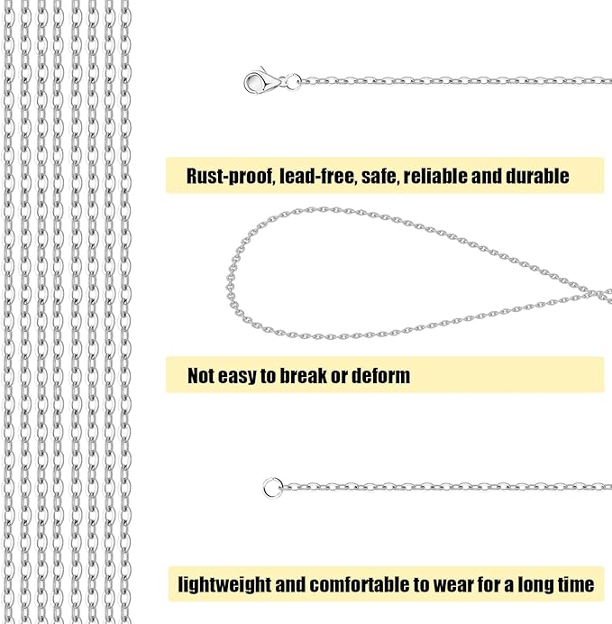 Fesorsi 60 ft Steel Chains for Jewelry Making, Silver Permanent Jewelry Chain, Electroplating Process, Necklace Chains with 300 Pieces Link Ring and 60 Pieces Lobster Buckles, for DIY, Gifts (2mm)
