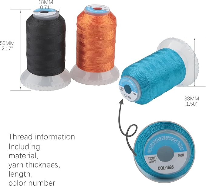 80 Colors High Tenacity Polyester Embroidery Machine Thread 40WT(120D/2) 500M Per Spool for Commercial and Domestic Embroidery Machine (80 Colors*500M)