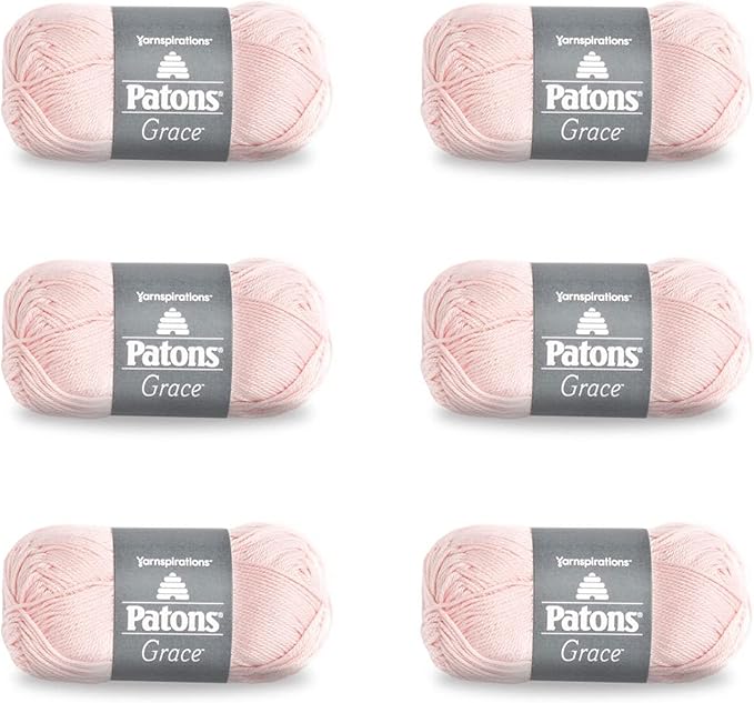 Patons Grace Blush Yarn - 6 Pack of 1.75oz/50g - Cotton - 3 DK - 136 Yards - Knitting/Crochet