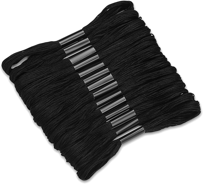 14 Skeins Embroidery Floss, Black Embroidery Thread, Friendship Bracelet String, Cross Stitch for DIY Making