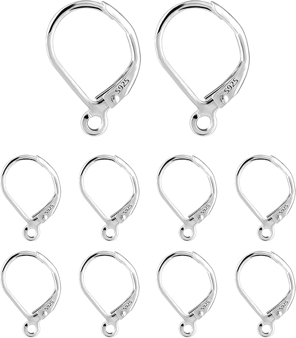 925 sterling silver leverback french hooks - hypoallergenic earring backs with jump rings set - dangle hooks sterling silver findings supplies for jewelry making