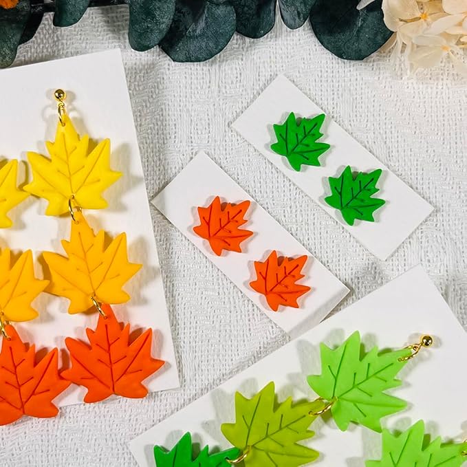 Xaekicr Polymer Clay Cutters Maple Leaf Set – 2PCS Fall Leaf Clay Earring Cutters for Polymer Clay Jewelry, Autumn Theme Clay Tools and Cutters for Earrings, Crafts and Seasonal DIY