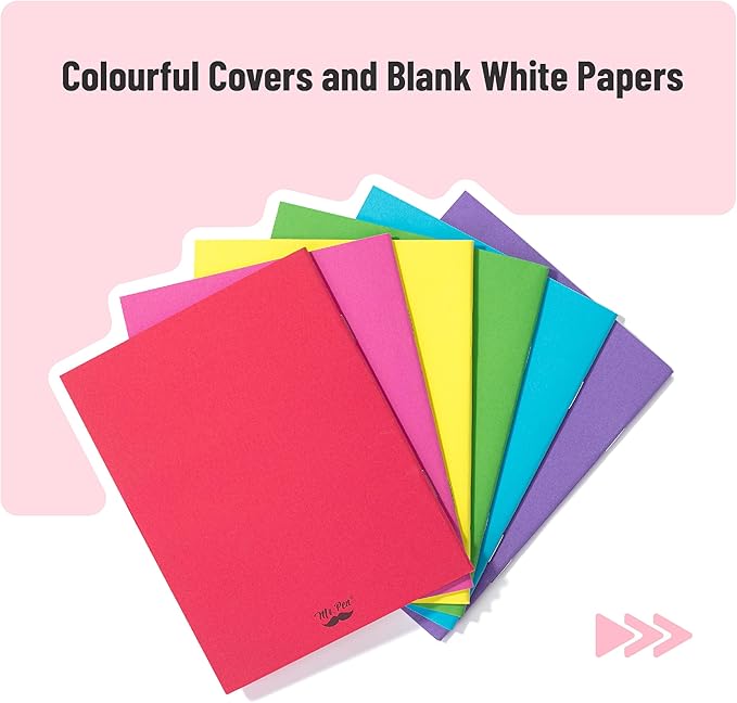 Mr. Pen- Colorful Blank Books, 4.25 x 5.5 Inches, 6 Pack, 32 Pages, Blank Notebooks for Kids, Mini Notebooks for Kids, Mini Journal for Students, Blank Journal for Kids, Unlined Notebook, Kids Journal