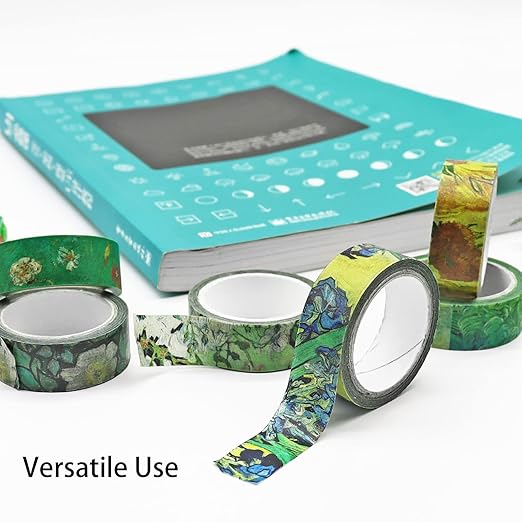 Berkin Arts 12 Rolls Art Floral Designs Washi Tape Set - 15 mm Wide Decorative Adhesive Masking Tape Cloisonnism for Scrapbooking Watercolor Vincent Van Gogh Series