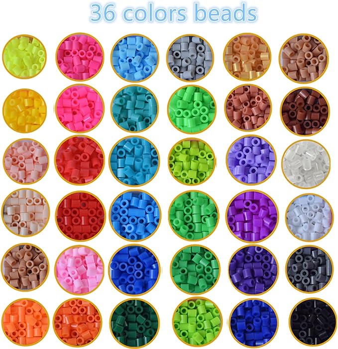 vytung 11000pcs fuse beads kit 36 colors 5mm,plastic beads and iron for fuse bead refill pack