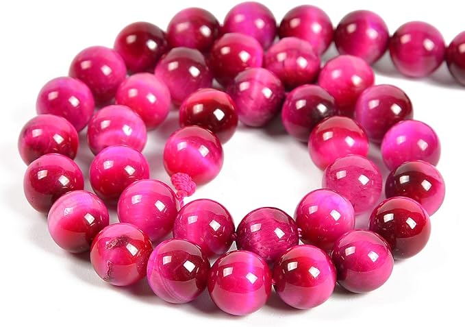 45pcs 8mm Natural Magenta Tiger's Eye Gemstone Round Spacer Loose Stone Beads for Jewelry Making 15.5" 1 Strand (Magenta Tiger's Eye, 8mm 45Beads)