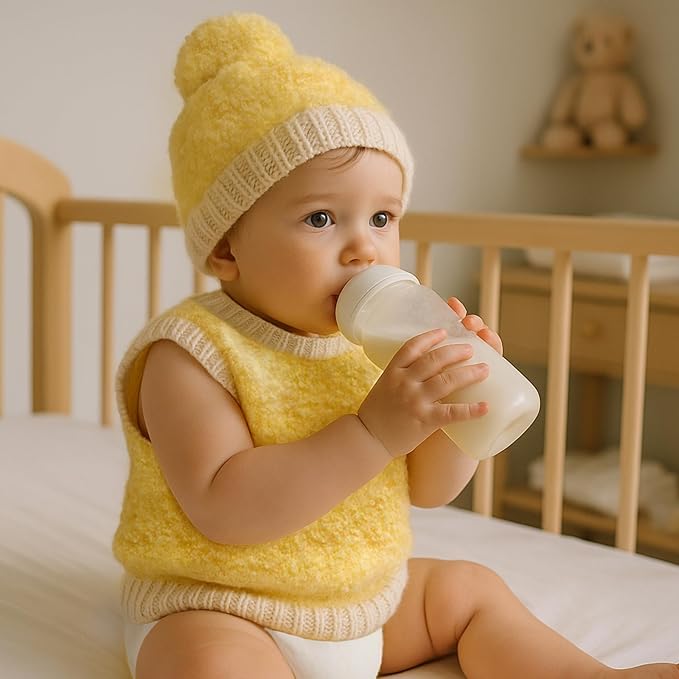 yarnique learn to knit kit for beginners - complete baby knitting kit with italian boucle & merino wool - beginner knitting kit for adults moms - diy baby vest & hat starter set with video tutorials