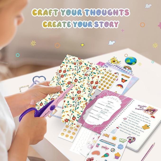 perryhome 2-pack diy journal kit for girls - 200+pcs journal set for tween & teen girls, journaling art & crafts kits, christmas gifts for 8 9 10 11 12 13 14 year old girl,scrapbook&diary supplies set