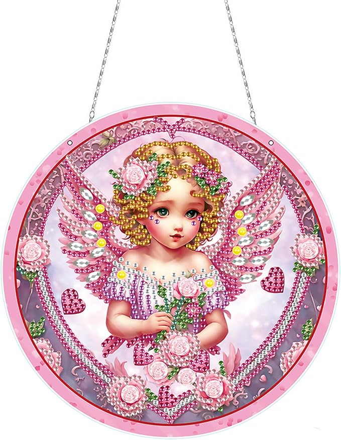 Generic DIY Hanging Diamond Pendant Special Shaped Crystal Diamond Art Painting Ornament Single Sided for Window Home Garden Wall Door Decor-Fairy