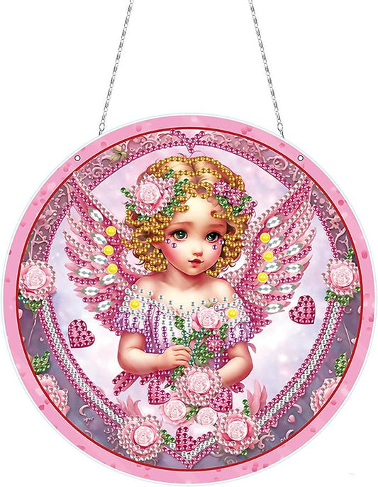 Generic DIY Hanging Diamond Pendant Special Shaped Crystal Diamond Art Painting Ornament Single Sided for Window Home Garden Wall Door Decor-Fairy