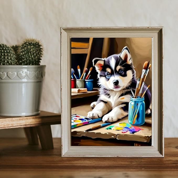 BYGFHLYW Dog Paint by Numbers Kit for Adults Beginners, Animal Easy Adult Paint by Number Kits On Canvas, DIY Acrylic Watercolor Oil Paint by Number for Adults for Home Wall Decor 16X20 Inch