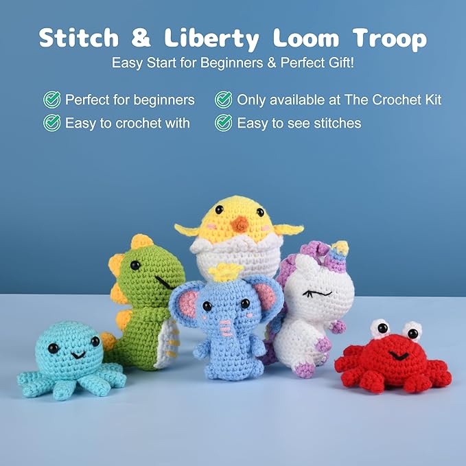 MINGOMINGO Crochet Kit for Beginners - 6 Pack Animals Amigurumi, DIY Craft for Adults and Lover, Gift for Crochet Lovers,Christmas Gifts, with Step-by-Step Video Tutorials (40%+ Yarn)